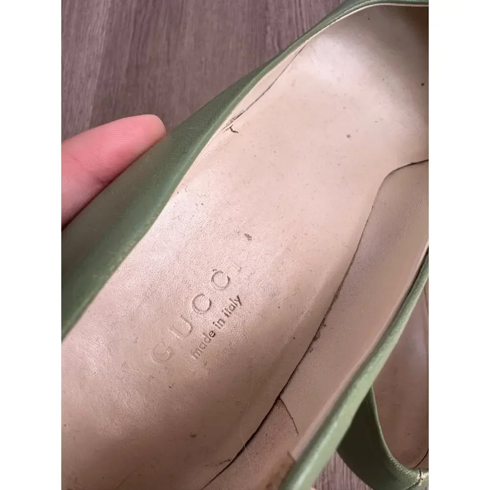 Green Gucci Horsebit Heels